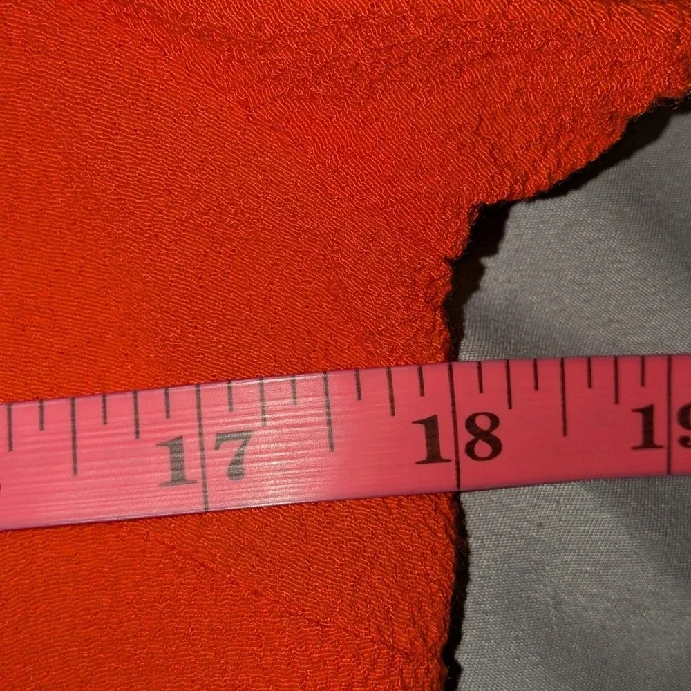 Michael Kors Red Orange Short Sleeve Peplum Blouse Crew Neck Crepe Top Small‎